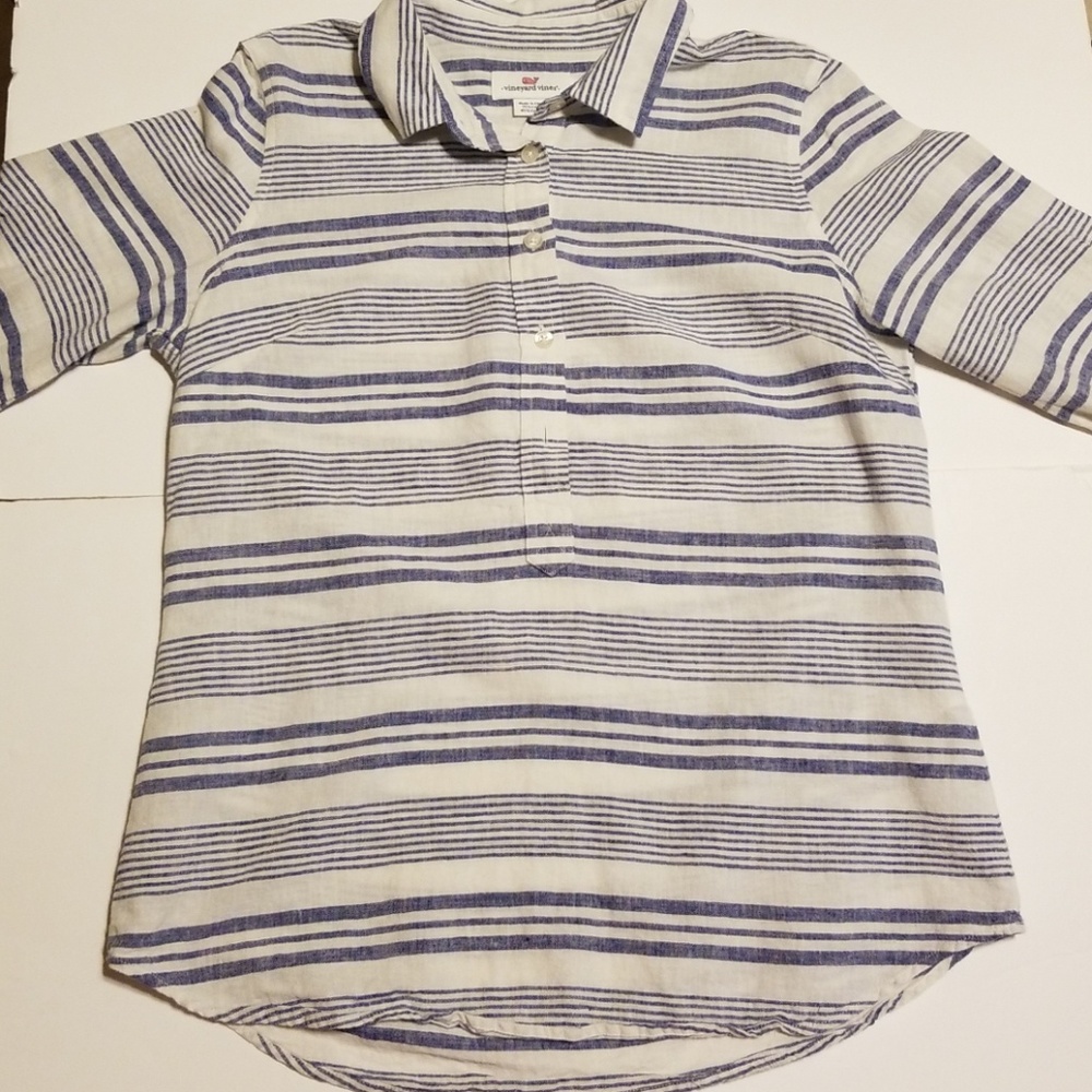 Vineyard Vines sz 6 Linen blend popover light blue
